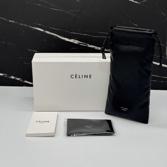 NEW CL40208U 01E CELINE SHINY BLACK/BROWN MEN CELINE SUNGLASSES - Picture 9 of 9